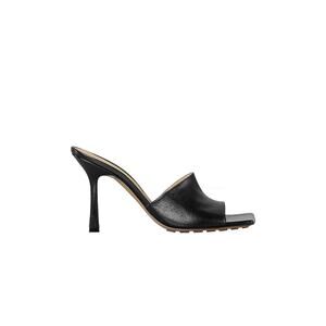 Bottega Veneta Black Leather Square-Toe Mule Heels